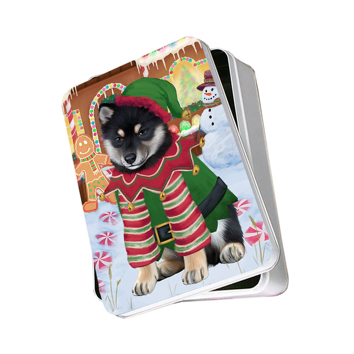 Christmas Gingerbread House Candyfest Shiba Inu Dog Photo Storage Tin PITN56491