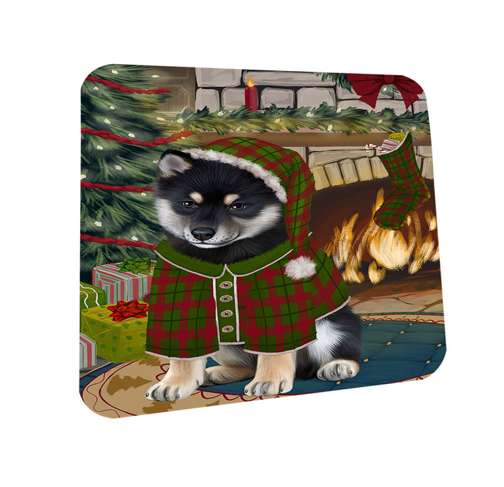 The Stocking was Hung Shiba Inu Dog Coasters Set of 4 CST55572