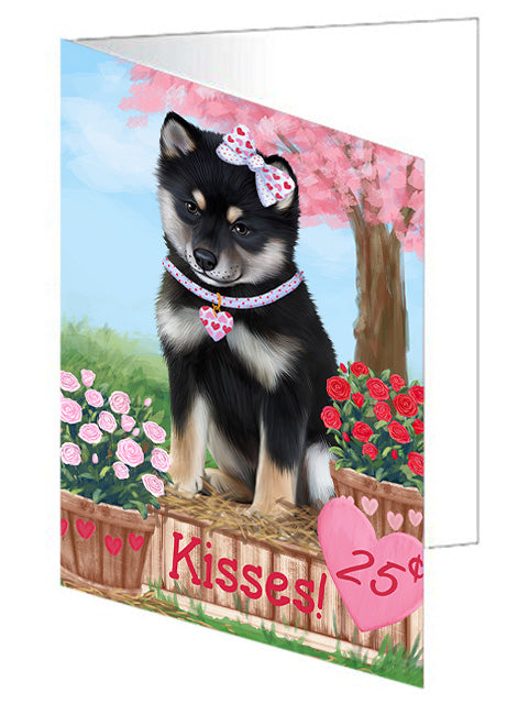 Rosie 25 Cent Kisses Shiba Inu Dog Handmade Artwork Assorted Pets Greeting Cards and Note Cards with Envelopes for All Occasions and Holiday Seasons GCD72608
