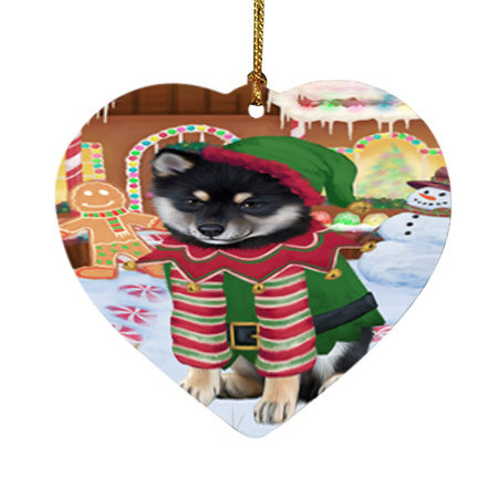 Christmas Gingerbread House Candyfest Shiba Inu Dog Heart Christmas Ornament HPOR56904