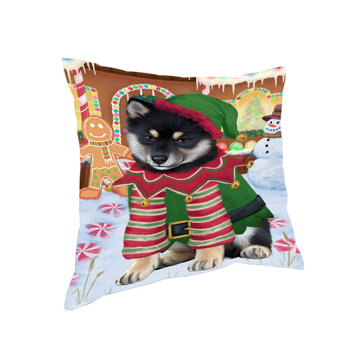 Christmas Gingerbread House Candyfest Shiba Inu Dog Pillow PIL80484