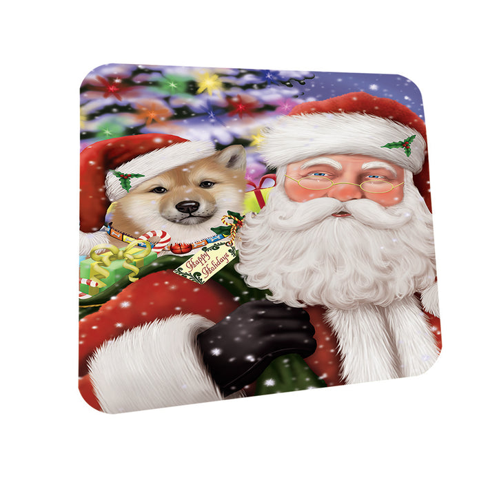 Santa Carrying Shiba Inu Dog and Christmas Presents Coasters Set of 4 CST53976