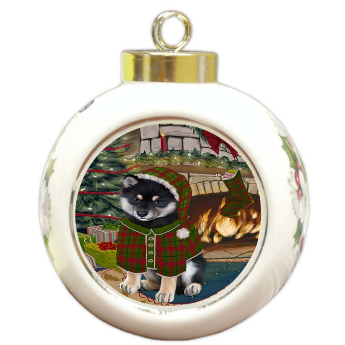 The Stocking was Hung Shiba Inu Dog Round Ball Christmas Ornament RBPOR55970