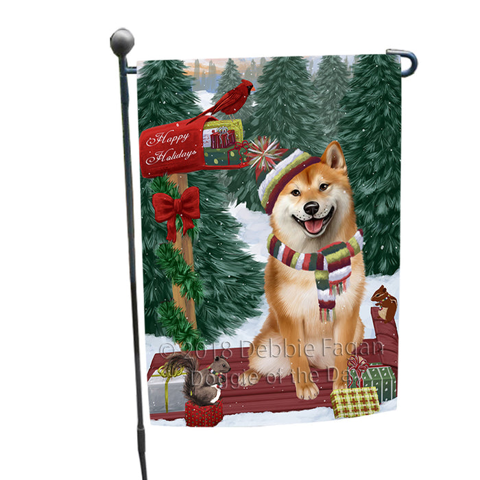 Merry Christmas Woodland Sled Shiba Inu Dog Garden Flag GFLG55328