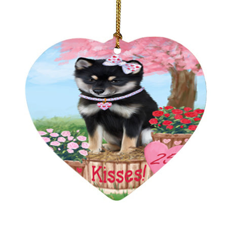 Rosie 25 Cent Kisses Shiba Inu Dog Heart Christmas Ornament HPOR56387