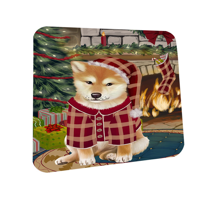 The Stocking was Hung Shiba Inu Dog Coasters Set of 4 CST55573