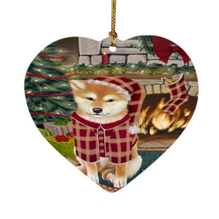 The Stocking was Hung Shiba Inu Dog Heart Christmas Ornament HPOR55971