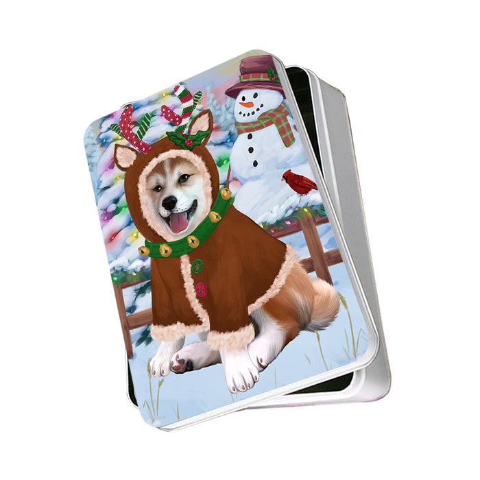 Christmas Gingerbread House Candyfest Shiba Inu Dog Photo Storage Tin PITN56492
