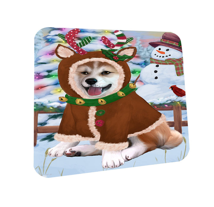 Christmas Gingerbread House Candyfest Shiba Inu Dog Coasters Set of 4 CST56507