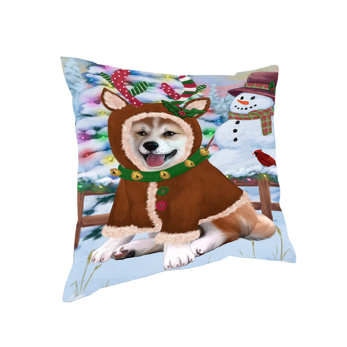 Christmas Gingerbread House Candyfest Shiba Inu Dog Pillow PIL80488