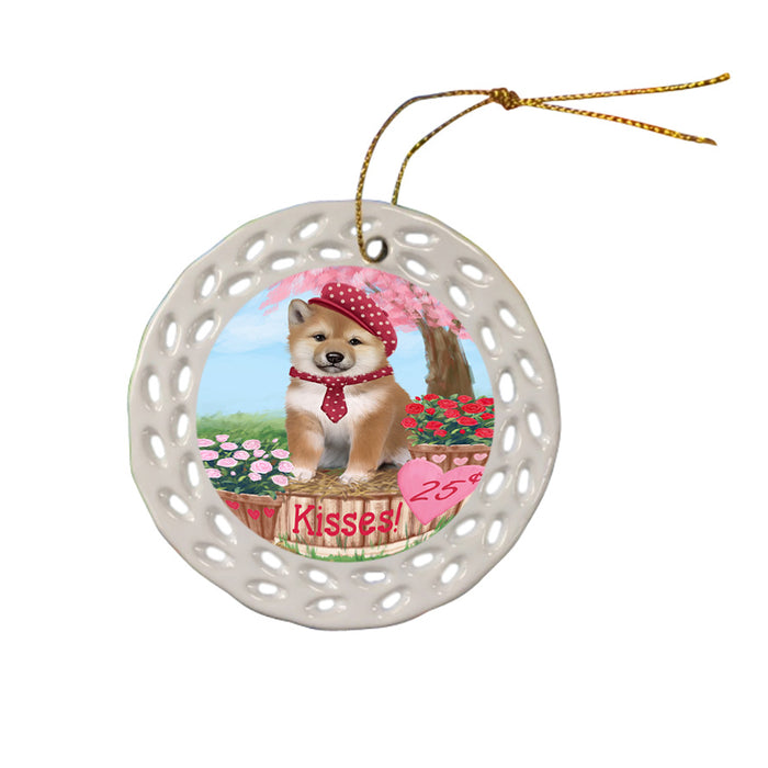 Rosie 25 Cent Kisses Shiba Inu Dog Ceramic Doily Ornament DPOR56388
