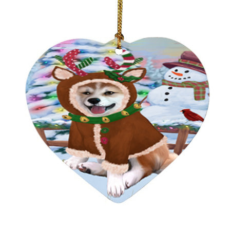 Christmas Gingerbread House Candyfest Shiba Inu Dog Heart Christmas Ornament HPOR56905