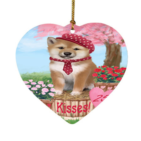 Rosie 25 Cent Kisses Shiba Inu Dog Heart Christmas Ornament HPOR56388