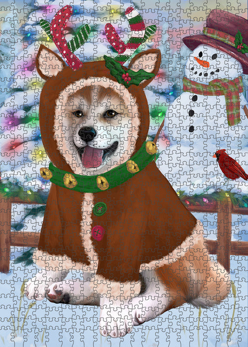 Christmas Gingerbread House Candyfest Shiba Inu Dog Puzzle with Photo Tin PUZL94396