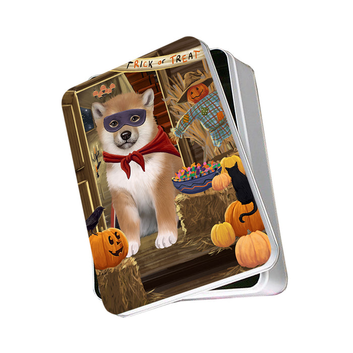 Enter at Own Risk Trick or Treat Halloween Shiba Inu Dog Photo Storage Tin PITN53285