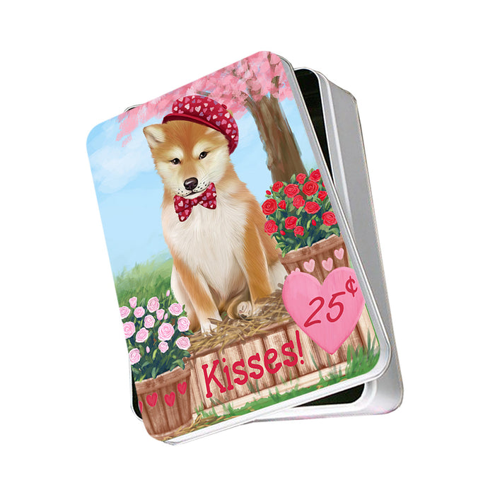 Rosie 25 Cent Kisses Shiba Inu Dog Photo Storage Tin PITN55976