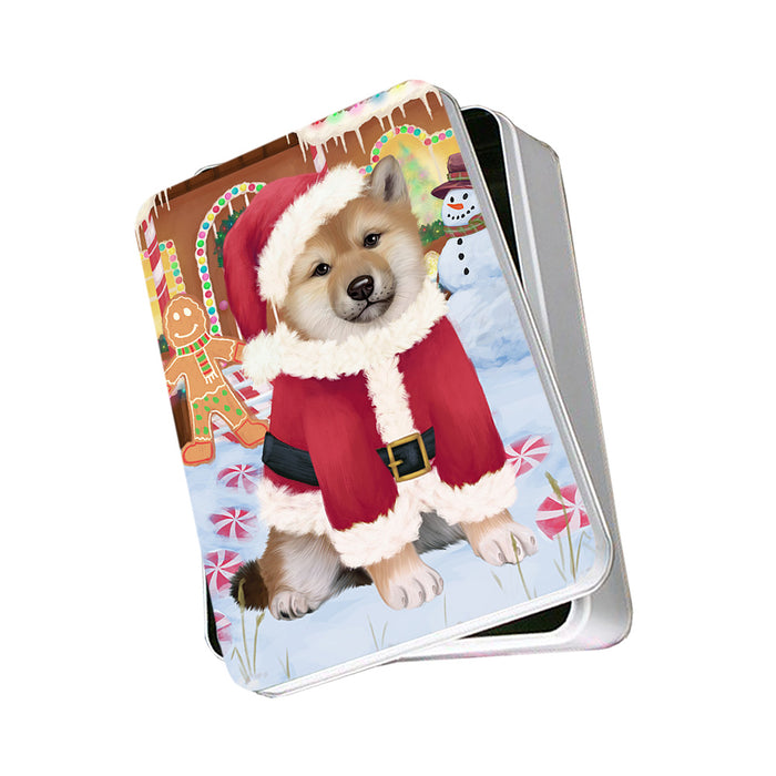 Christmas Gingerbread House Candyfest Shiba Inu Dog Photo Storage Tin PITN56493