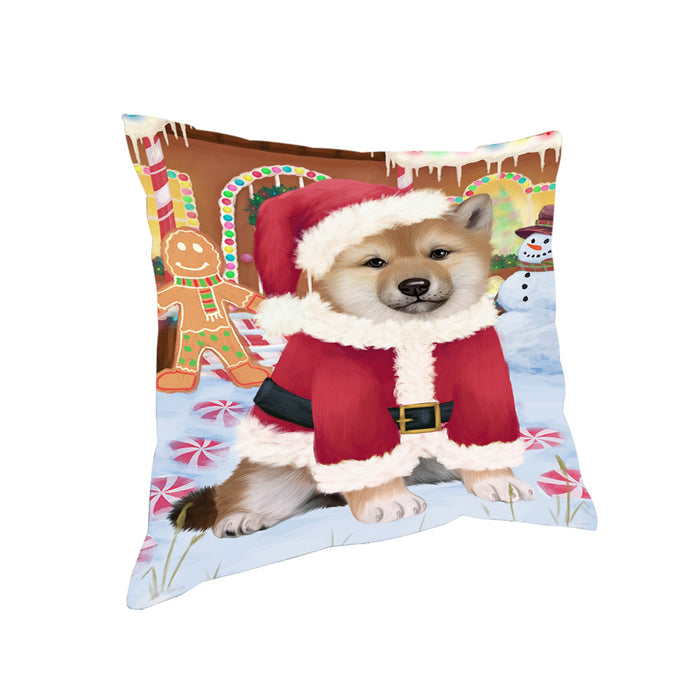 Christmas Gingerbread House Candyfest Shiba Inu Dog Pillow PIL80492
