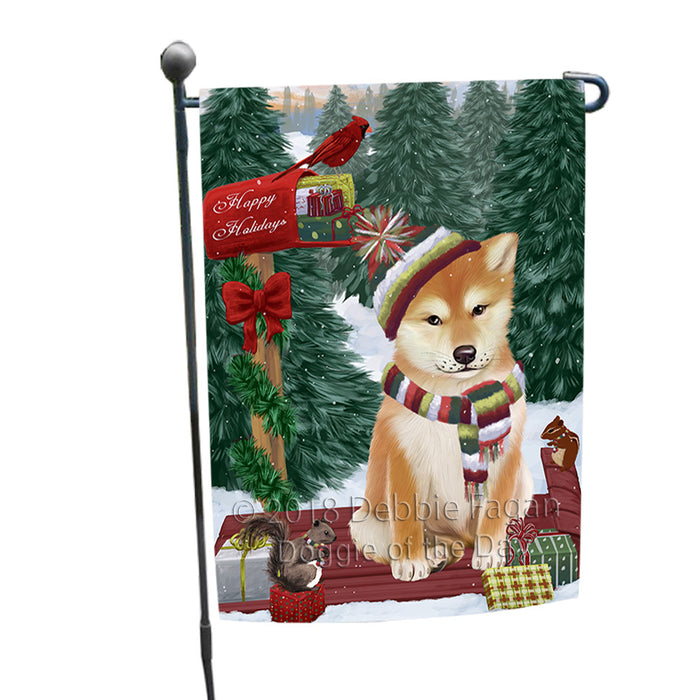 Merry Christmas Woodland Sled Shiba Inu Dog Garden Flag GFLG55330