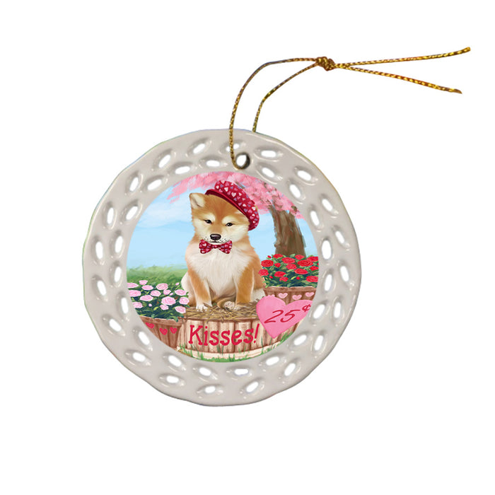Rosie 25 Cent Kisses Shiba Inu Dog Ceramic Doily Ornament DPOR56389