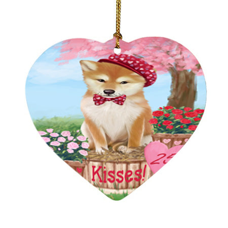 Rosie 25 Cent Kisses Shiba Inu Dog Heart Christmas Ornament HPOR56389