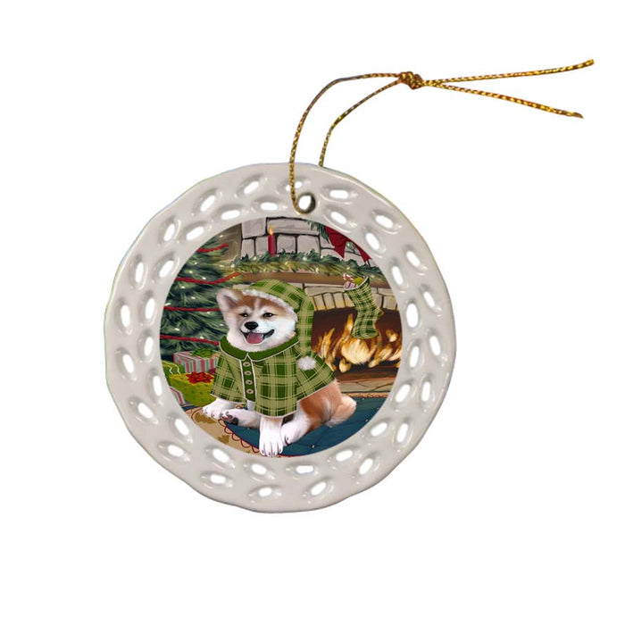 The Stocking was Hung Shiba Inu Dog Ceramic Doily Ornament DPOR55972