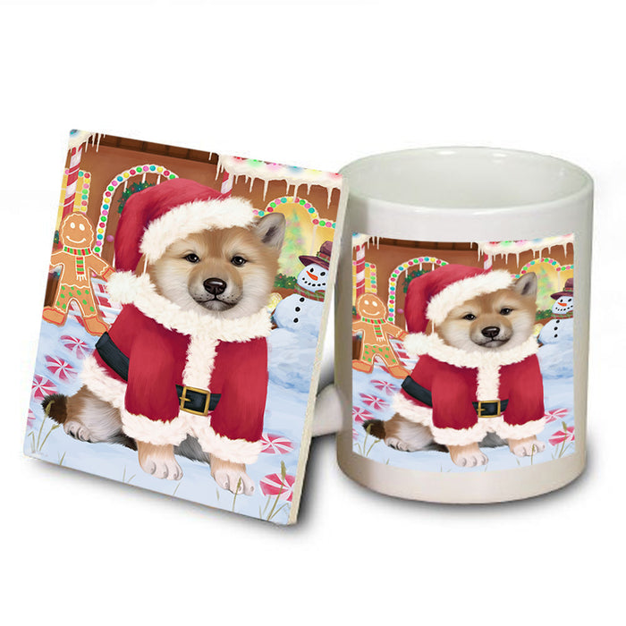Christmas Gingerbread House Candyfest Shiba Inu Dog Mug and Coaster Set MUC56542