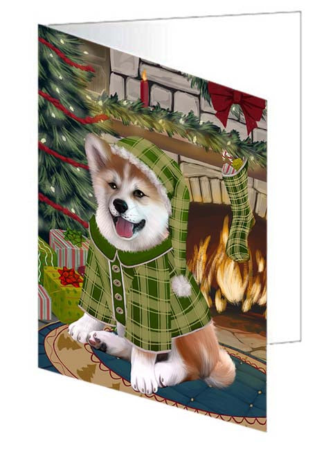 The Stocking was Hung Shiba Inu Dog Handmade Artwork Assorted Pets Greeting Cards and Note Cards with Envelopes for All Occasions and Holiday Seasons GCD71363