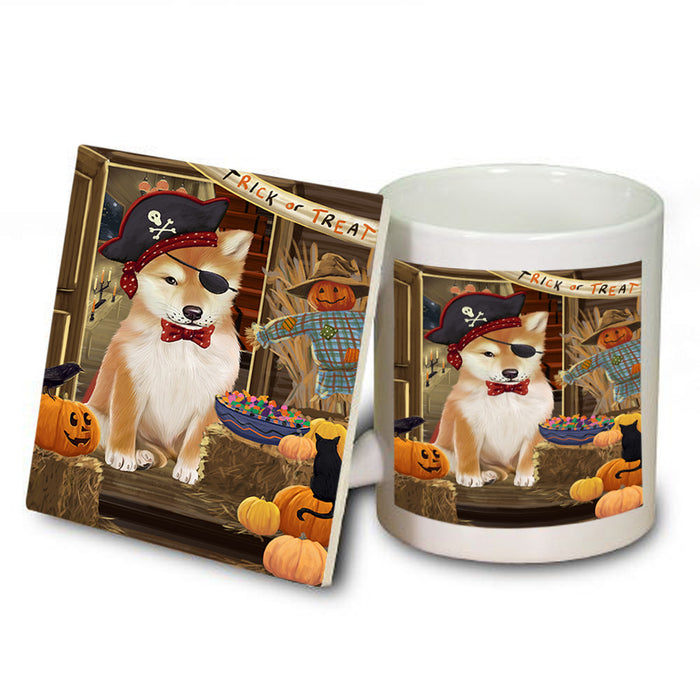 Enter at Own Risk Trick or Treat Halloween Shiba Inu Dog Mug and Coaster Set MUC53278