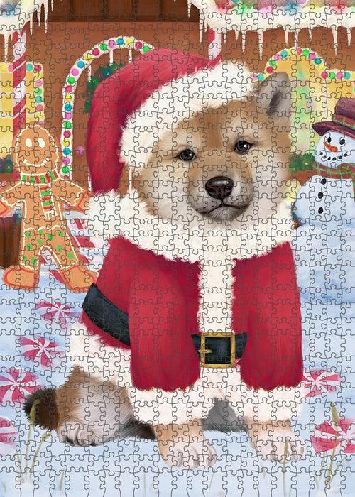 Christmas Gingerbread House Candyfest Shiba Inu Dog Puzzle with Photo Tin PUZL94400