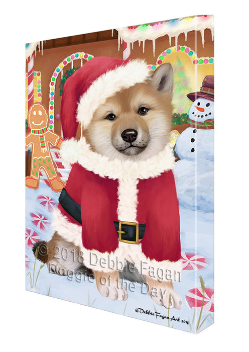 Christmas Gingerbread House Candyfest Shiba Inu Dog Canvas Print Wall Art Décor CVS131174