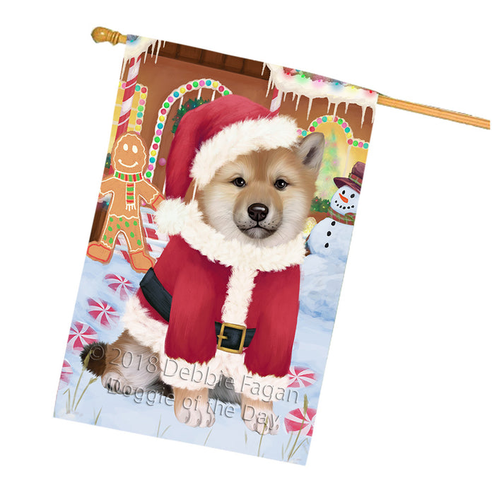 Christmas Gingerbread House Candyfest Shiba Inu Dog House Flag FLG57234