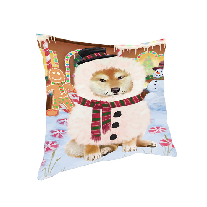Christmas Gingerbread House Candyfest Shiba Inu Dog Pillow PIL80496