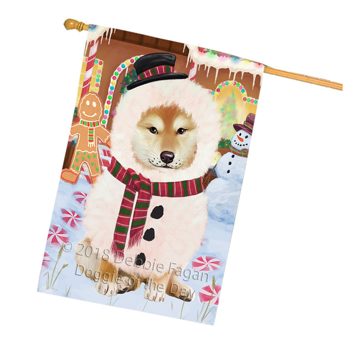 Christmas Gingerbread House Candyfest Shiba Inu Dog House Flag FLG57235