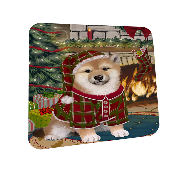 The Stocking was Hung Shiba Inu Dog Coasters Set of 4 CST55575