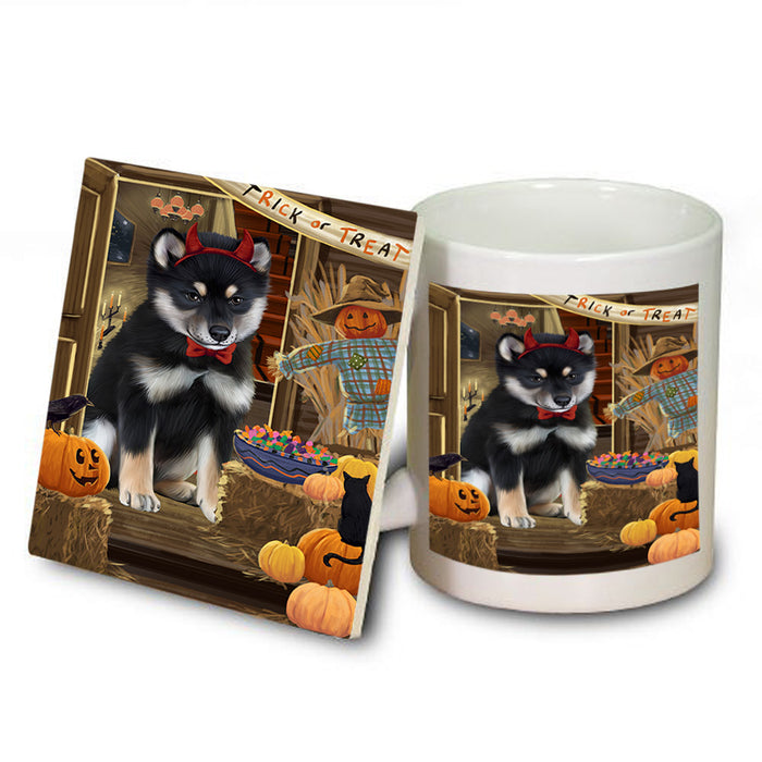 Enter at Own Risk Trick or Treat Halloween Shiba Inu Dog Mug and Coaster Set MUC53279