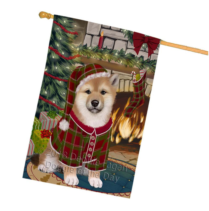 The Stocking was Hung Shiba Inu Dog House Flag FLG56046