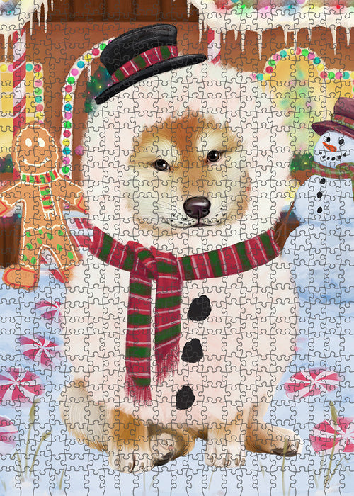 Christmas Gingerbread House Candyfest Shiba Inu Dog Puzzle with Photo Tin PUZL94404