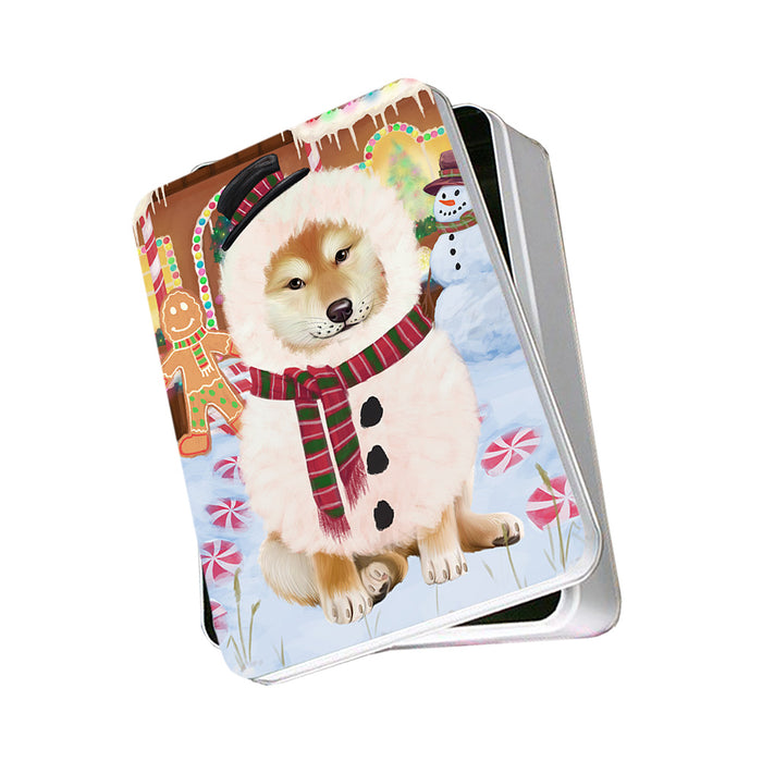 Christmas Gingerbread House Candyfest Shiba Inu Dog Photo Storage Tin PITN56494