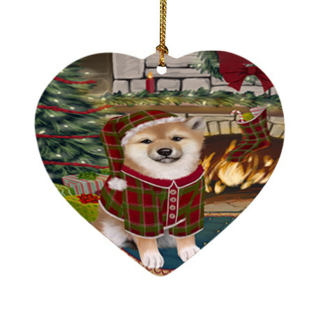The Stocking was Hung Shiba Inu Dog Heart Christmas Ornament HPOR55973