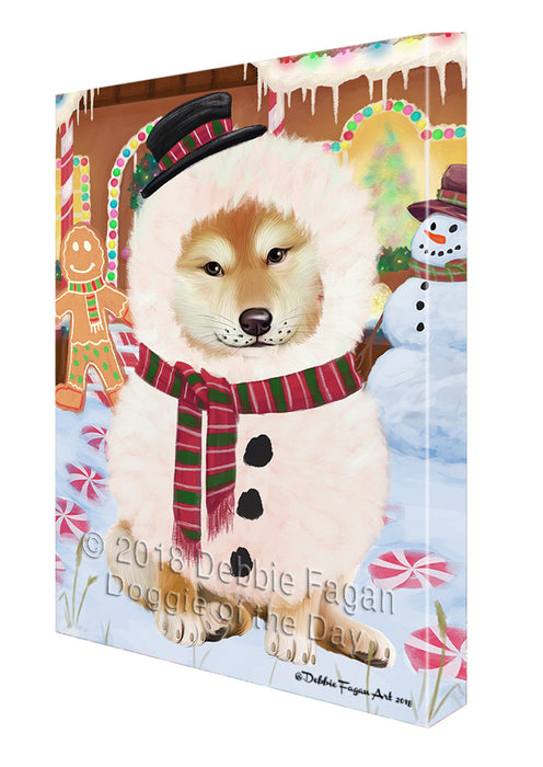 Christmas Gingerbread House Candyfest Shiba Inu Dog Canvas Print Wall Art Décor CVS131183