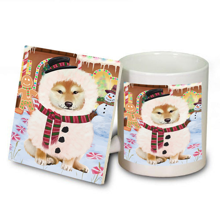 Christmas Gingerbread House Candyfest Shiba Inu Dog Mug and Coaster Set MUC56543