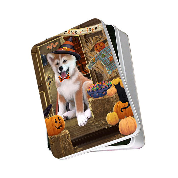 Enter at Own Risk Trick or Treat Halloween Shiba Inu Dog Photo Storage Tin PITN53288