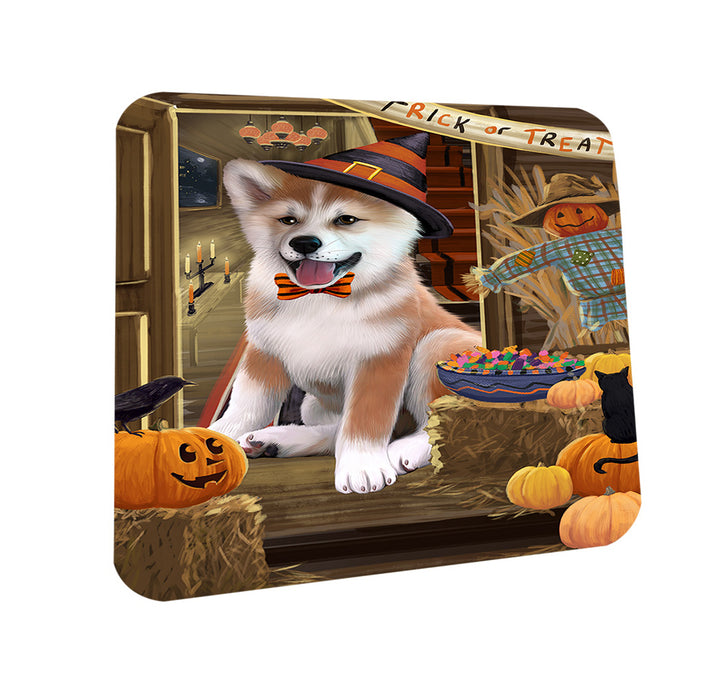 Enter at Own Risk Trick or Treat Halloween Shiba Inu Dog Coasters Set of 4 CST53246