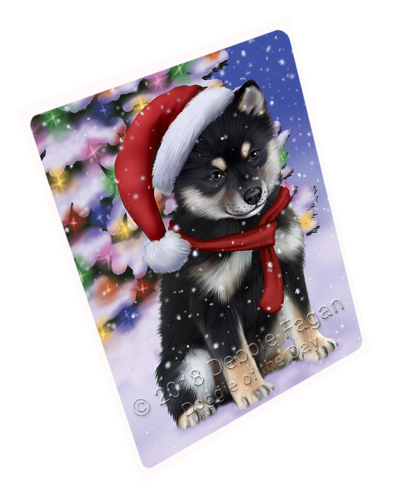 Winterland Wonderland Shiba Inu Dog In Christmas Holiday Scenic Background  Blanket BLNKT98130