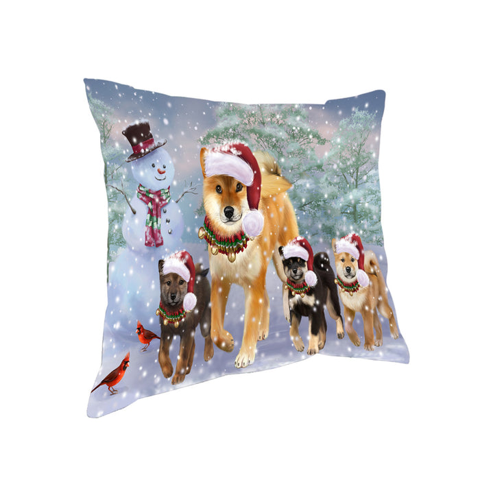 Christmas Running Family Shiba Inu Dogs Pillow PIL83708