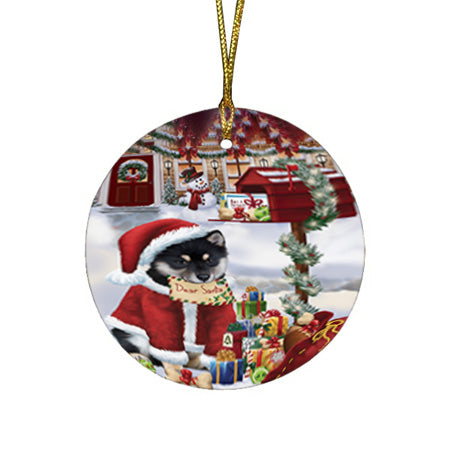 Shiba Inu Dog Dear Santa Letter Christmas Holiday Mailbox Round Flat Christmas Ornament RFPOR53920