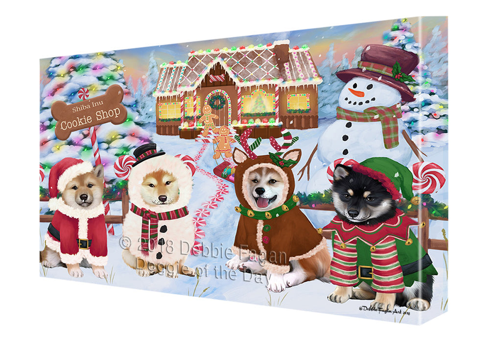 Holiday Gingerbread Cookie Shop Shiba Inus Dog Canvas Print Wall Art Décor CVS131804