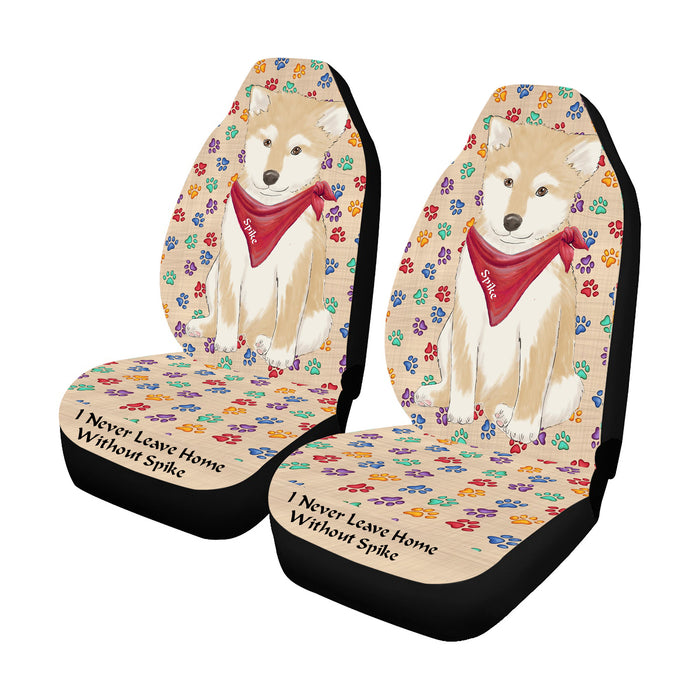 Personalized I Never Leave Home Paw Print Shiba Inu Dogs Pet Front Car Seat Cover (Set of 2)