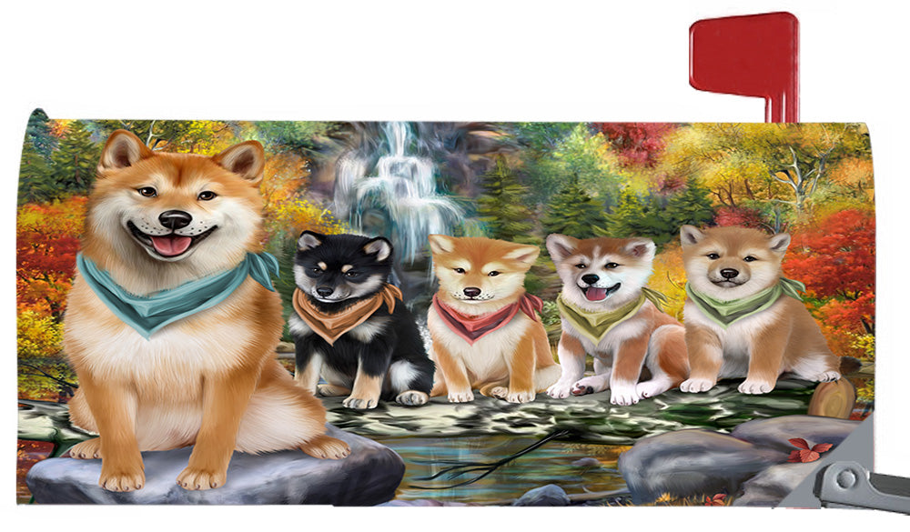 Scenic Waterfall Shiba Inu Dogs Magnetic Mailbox Cover MBC48755